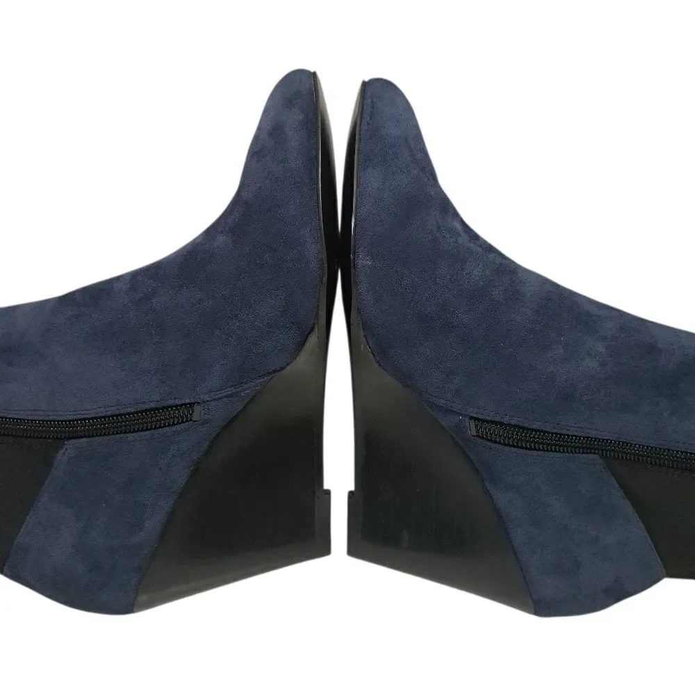 Charles By Charles David Easel Point Toe Knee High Suede Wedge Boots Sz 6.5 Blue